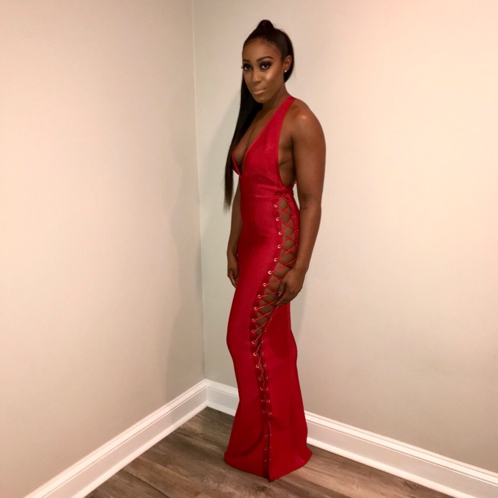 House of CB Red Plunge Gown